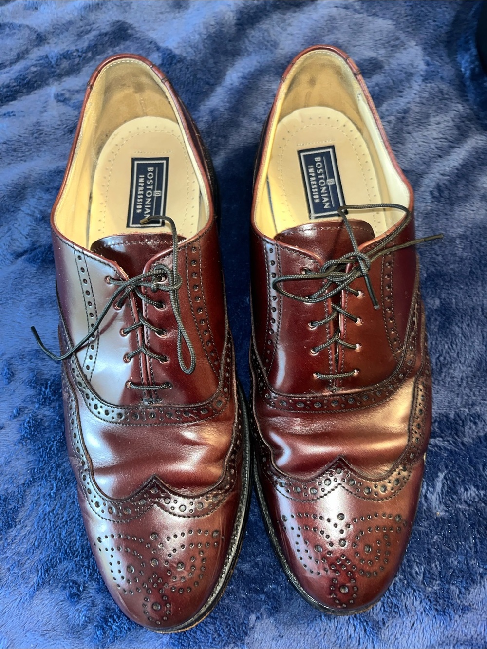Bostonian Men's Oxford Wingtip Dress Shoes in Burgundy